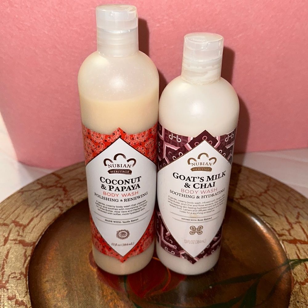 Nubian Heritage 1 goat’s milk & 1 chai body wash & coconut & papaya wash